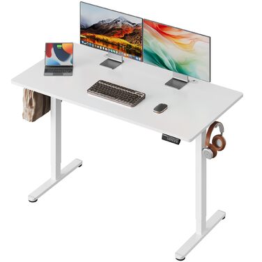 Стіл з регульованою висотою 140 x 70 см з цільною стільницею та тихим двигуном, стіл для роботи сидячи/стоячи з функцією пам&39яті для 3 налаштувань висоти, ергономічний комп&39ютерний стіл для офісу, білий