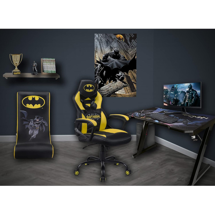 Бетмен - Крісло юніорського гравця - Офісне крісло гравця - Офіційно ліцензоване DC Comics Black Junior 2021