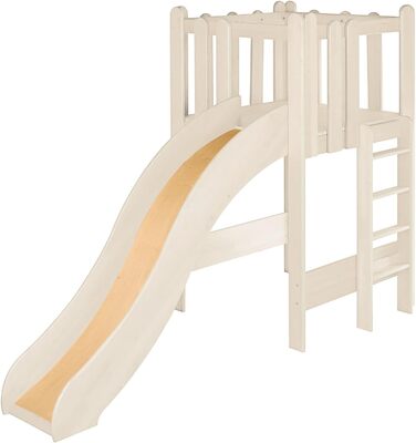 Дитяче ігрове ліжко-будиночок BioKinder дерев'яне ліжко з вежею і гіркою Ной з сертифікованого масиву сосни натурального білого ко