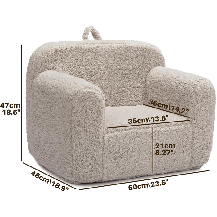 Дитячий диван BEJOY - Ультрам&39яке дитяче крісло з наповнювачем з піни, затишний диванчик для читання з шерпи для дівчаток та хлопчиків - Світло-сірий