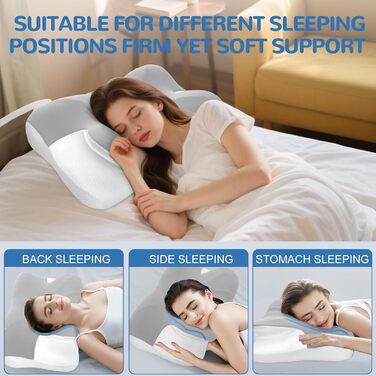 Ортопедична подушка для шиї JOVIAL, подушка з піни з ефектом пам&39яті, ергономічна подушка для підтримки шиї для сну на боці, спині та животі, м&39яка та утримуюча форму подушка для сну на боці