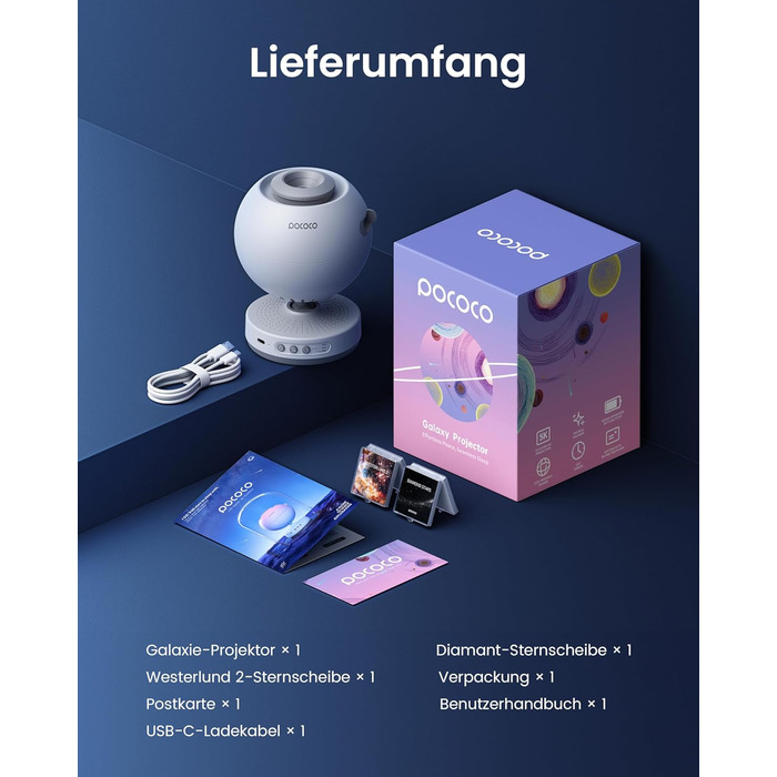 Проектор зоряного неба POCOCO, світлодіодний проектор для галактик, планетарій для дітей та дорослих, нічник-проектор Aurora з 2 дисками та таймером, креативне освітлення, засіб для сну та релаксації, білий