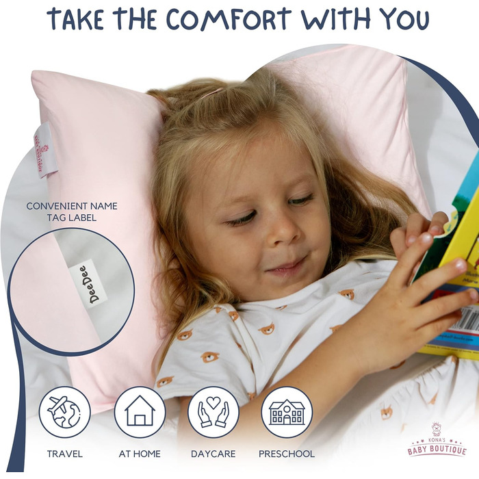 Дитяча подушка Kona's Baby Boutique з м'якою бамбуковою наволочкою, 33 x 45,7 см, ідеальна дитяча подушка для сну, 2 роки, дихаюча