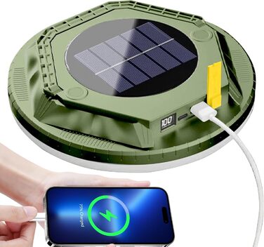 Ліхтар для кемпінгу, ліхтарі для наметів на сонячній енергії, 1600 люмен, водонепроникний, портативний, ліхтар для кемпінгу, для походів, використання на вулиці, для саду, двору, патіо, балкону, для пішого туризму, зелений
