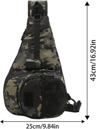 Рибальська сумка Alwida, рибальський рюкзак Водонепроникна сумка для зберігання через плече, тримач для снастей, регульований рюкзак для риболовлі на ремні з тримачем для вудки для камуфляжу для подорожей і походів