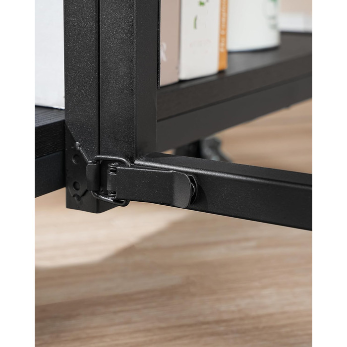 Розкладний обідній стіл, кухонний стіл, мобільний стіл, розкладний стіл з 6 коліщатками, що блокуються, та 2 полицями, для кухні, вітальні, квартири, сільський коричневий та чорний DTCZ01BF Рустикальний коричневий, чорний