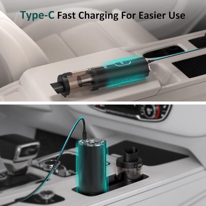 Акумулятор для ручного пилососа Minthouz, портативний акумуляторний ручний пилосос 16000PA, автомобільний пилосос із зарядкою 3.5H