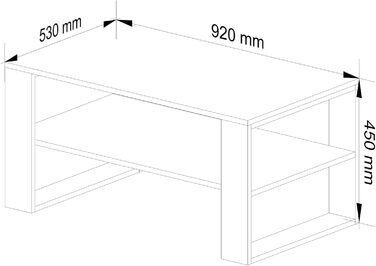 Дерев&39яний журнальний столик AKORD Alex з однією полицею, 92x45x53 см, для вітальні, спальні, шафи, мінімалістичний сучасний дизайн, ламінат 16 мм, оздоблення Artisan Oak & Black