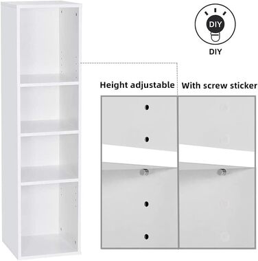 Книжкова полиця Mondeer, дерев&39яна полиця з 4 відділеннями, сучасний білий колір для вітальні, спальні, дитячої кімнати, 330,3x120 см