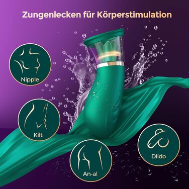 Вібраційна секс-іграшка FIDECH для жінок, стимулятор клітора для неї з 4 режимами всмоктування, 5 режимів язика, вібратор, що обертається на 360, вібратор для язика, секс-іграшка для пар, екстремальна секс-іграшка, зелений