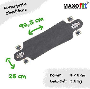 Лонгборд MAXOfit XXL Deluxe Jamaica LB-01 104 см 7-шаровий клен drop mount freeride ABEC-9 78A колеса 75мм повний компліт для фрірайду стрибків GeoLines дизайн оригінал Німеччина 2025