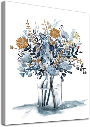 Квіти настінне мистецтво Акварель Морські квіткові картини Прикраса стін Квітка на скляному полотні Живопис на полотні Блакитні бо