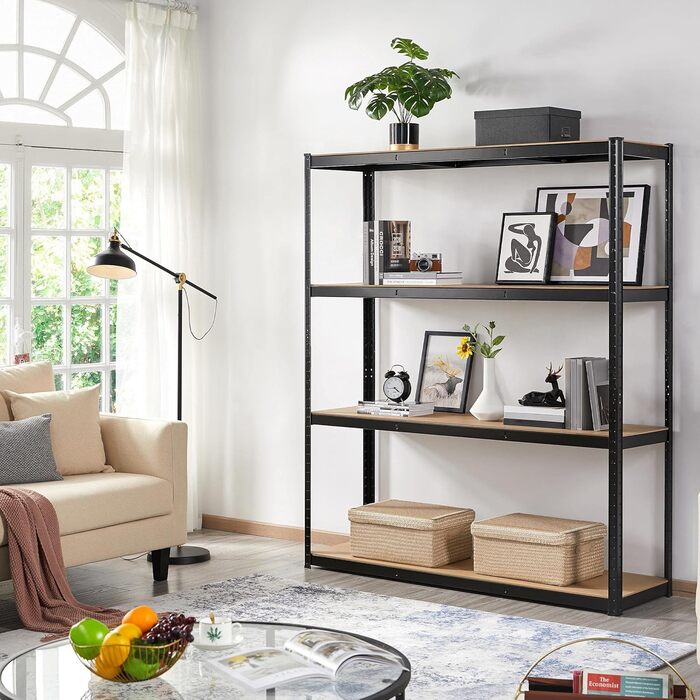 Стелаж для зберігання важких матеріалів Yaheetech, окремостоячий стелаж, гаражний стелаж, металевий стелаж, система полиць, 4 полиці, 265 кг на полицю, 180 x 150 x 45 см