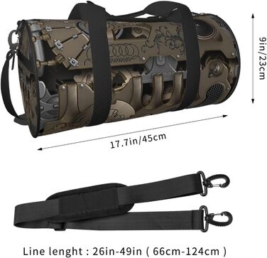 Спортивна сумка, дорожня сумка, стиль стімпанк, з механічними шестернями, принт, сумка на нічліг, чорна, універсальний розмір, сумка для подорожей