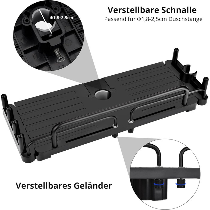 Душова полиця LOLYPOT без свердління телескопічна 32-48см, Душова полиця для підвісного органайзера для ванної кімнати, Душова пол