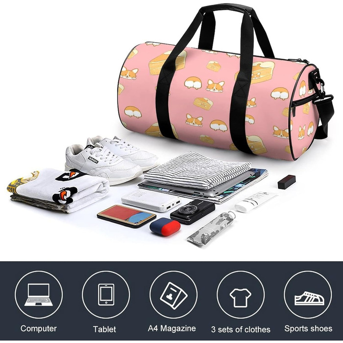 Мила дорожня сумка з собачкою та тістечком, спортивна сумка для чоловіків та жінок