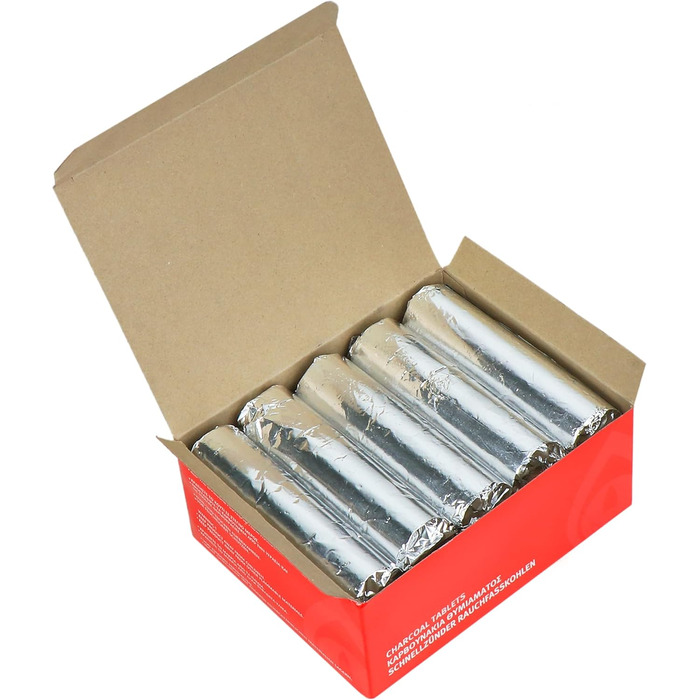 Вугілля для куріння NKlaus 10 рулонів Ø 33мм 100 вугільних таблеток швидкого розпалювання натуральне вугілля самозапалювальне вугі