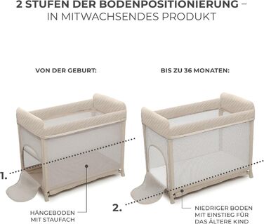 Дорожнє ліжечко Kinderkraft Moon Dream від народження до 3 років, двоярусне дитяче ліжечко, складається однією рукою, матрац та сумка для перенесення в комплекті, легке чищення, бежевий колір