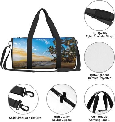 Спортивна сумка, дорожня сумка, пляжна сумка, принт Захід сонця, ландшафтний малюнок, сумка на нічліг, чорна, універсальний розмір, сумка для подорожей