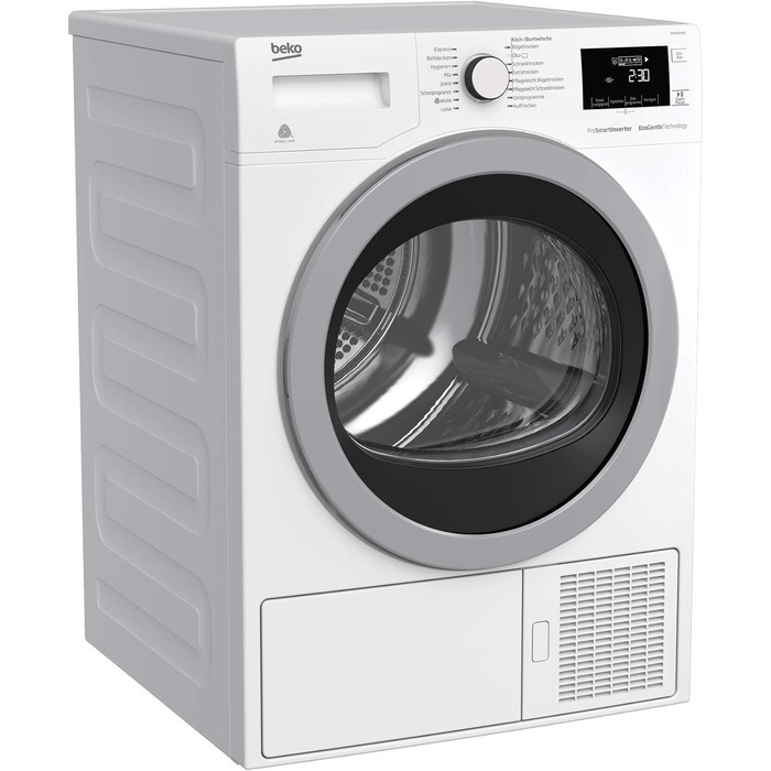 Сушильна машина Beko B3T42240S b300 до 8 кг, клас енергоспоживання A, з тепловим насосом підходить для алергіків, 14 програм,  дизайн преміум-класу, білий