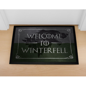 Килимок MoonWorks з написом Ласкаво просимо до Вінтерфелла - Вовк, Серія вентиляторів, Фентезі, Нековзний та Миється, Чорний, 60x40 см, Вінтерфелл Чорний