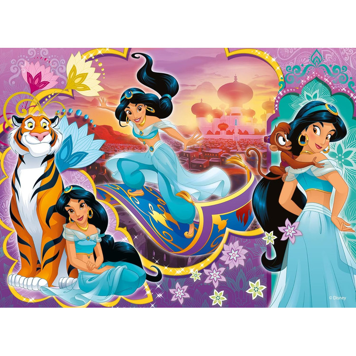 Пазли для дітей від 3 років - 4 х 48 елементів - 2 в 1 двосторонні зі спинкою для розфарбовування - Принцеси Діснея - Зроблено в І