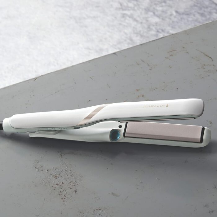 Випрямляч для волосся Remington Hydraluxe Pro S9001 (технологія зволоження Hydracare для захисту від перегріву, керамічне покриття, що утримує вологу), білий