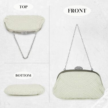 Елегантне клатч-вестикування Kunstperlen для жінок, вечірня сумочка для нареченої з ланцюжком на плече для весілля, випускного та вечірки, бежевий колір