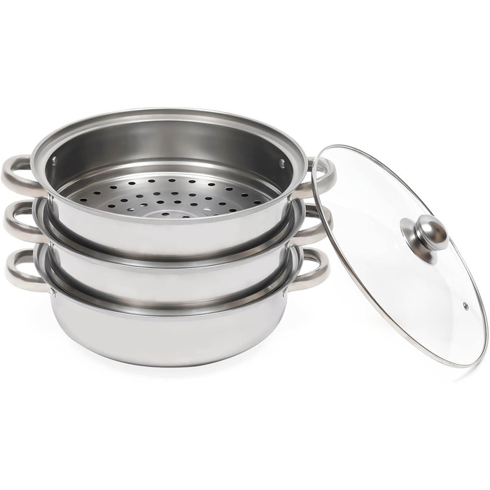 Рівнева пароварка з нержавіючої сталі зі скляною кришкою Пароварка з нержавіючої сталі (304) Каструля великої місткості Індукційна