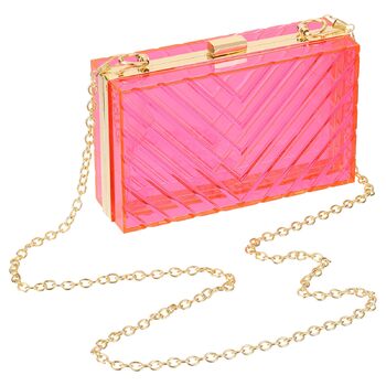 Прозора сумка-клатч QUARKZMAN для жінок, акрилова сумочка у формі V з відстібною ланцюжком для подорожей та офісу, рожево-золота
