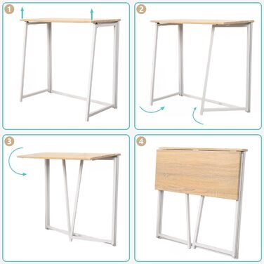 Затишний розкладний комп&39ютерний стіл, невеликий розкладний столик для ноутбука, ПК-стіл для офісу, вітальні, домашнього офісу, легке складання, дуб білий