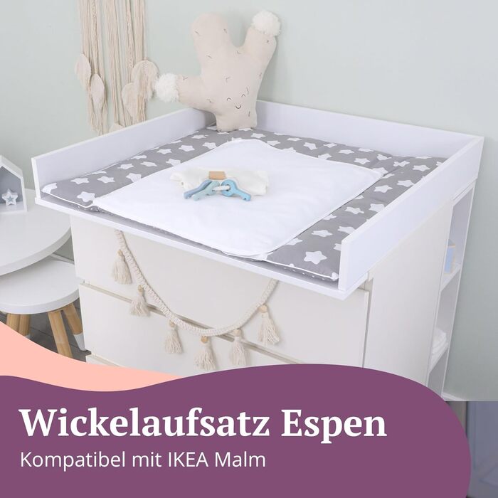 Пеленальний матрацик сумісний з комодами IKEA Malm тощо. 80x78x10 см Пеленальний матрацик з білого дерева МДФ Пеленальний блок пре
