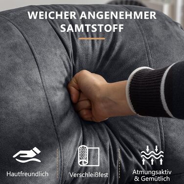 Моторне електричне регульоване крісло-реклайнер з функцією нахилу, поворотне крісло для телевізора з масажем та підігрівом, крісло для кінотеатру з USB/LED/Type C, до 150 кг (оксамитово-сірий, 1) Оксамитово-сірий 1, 2-