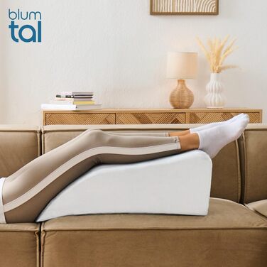 Ергономічна подушка для ніг Blumtal - Регульована по висоті подушка для важких ніг - Підтримуюча подушка для дорослих - Подушка для підняття ніг - Подушка для ніг від вен з чохлом, який можна прати, сірого кольору