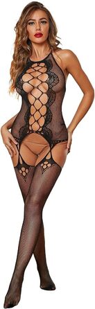 V-Ting Fishnet Stockings Open Bodystocking Sexy Lingerie Catsuit Mesh Lingerie Hollow Bodysuit for Women Black, V-Ting Fishnet Stockings Open Bodystocking Sexy Lingerie Catsuit Mesh Lingerie Hollow Bodysuit for Women Black