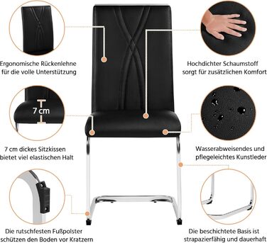 Комплект обідніх стільців Yaheetech з 2 шт. , кухонний стілець, консольний стілець з металевою основою, ергономічний стілець для відвідувачів, консольні стільці для їдальні/кухні/ресторану, чорний 2 чорного кольору