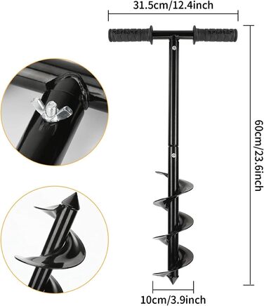 Набір ручного бура Garten, Ø 100 мм бури для землі, стовпів, спіральний бури для швидкої посадки, бури для огорож та інструмент для висадки дерев 100 мм