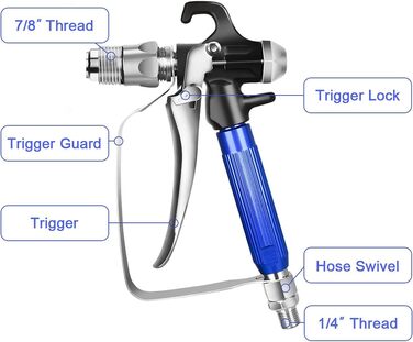 Безповітряний фарборозпилювач Jajadeal і 15-метровий шланг для безповітряного розпилення з 8-дюймовим подовжувачем, форсункою 517 і захисним кожухом сидіння форсунки безповітряного розпилення