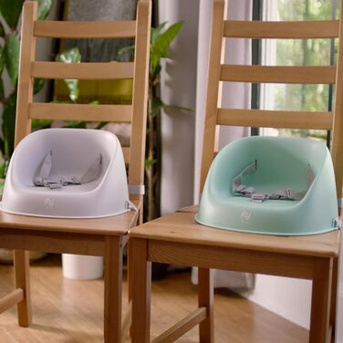 Крісло для годування, 3-точкові ремені безпеки, знімні ремені, що миються - аквамариновий блакитний