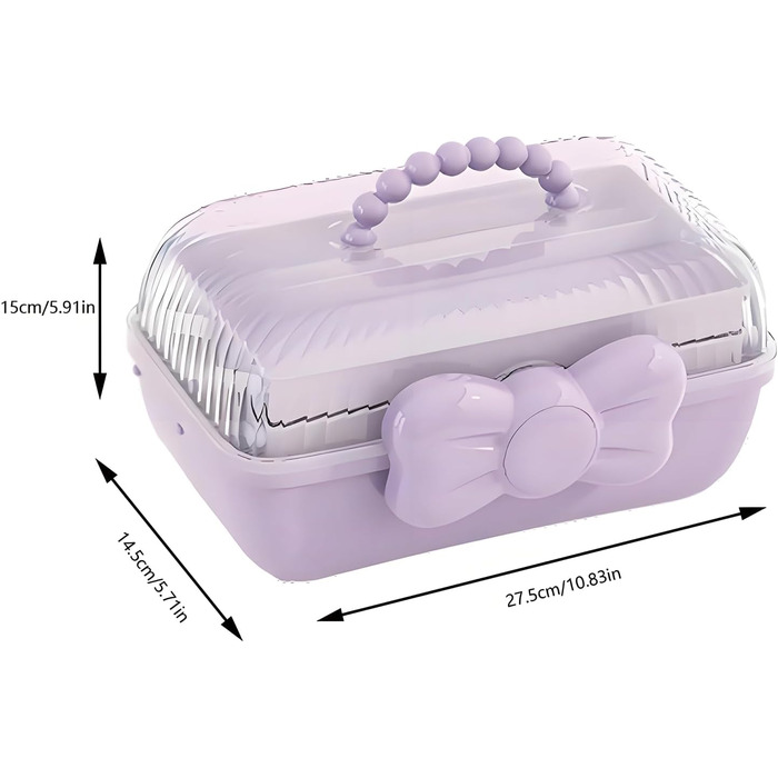 Організатор для гумок для волосся з ручкою, органайзер для дитячих шпильок для волосся, органайзер для дівчаток, 3-ярусна скринька для зберігання дитячих аксесуарів для волосся, для швейного приладдя, аксесуарів для волосся (фіолетовий)
