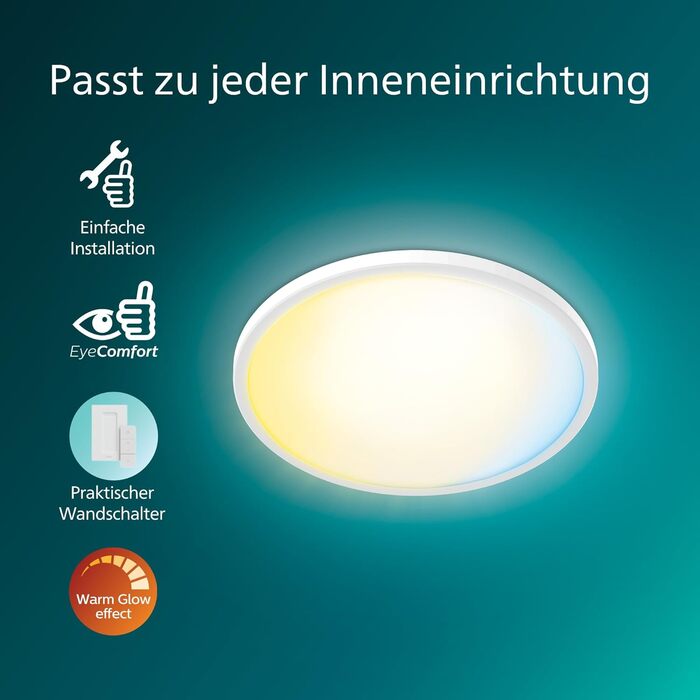 Стеля LED-світильник Philips Superslim з пультом керування, 29,1 см, білий