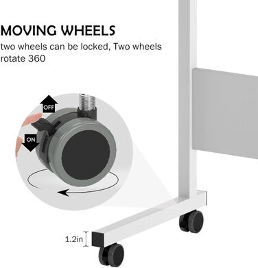 Стіл для ноутбука/комп&39ютерний стіл з регульованою висотою та відділенням для планшета Sogesfurniture, 80 x 40 см, стіл для ПК/диванний столик/стіл для медсестри/бічний столик з колесами, білий.