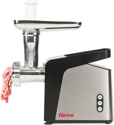 М'ясорубка Girmi TR91, 1400 Вт (макс), DC-двигун, реверс, 1200 г/хв, 3 сталеві насадки, повністю розбірна та легка в догляді, з насадкою Premicibo, ковбасницею та аксесуарами для кіббе