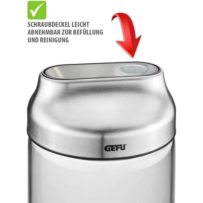 Контейнер для зберігання GEFU KIPPO 1300 мл Скляний контейнер з кришкою, що відкидається, та захистом аромату Герметичний, ідеально підходить для дозування цукру, борошна, мюслі, макаронів, сухих продуктів