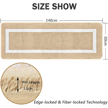 Килимок для ванної Famibay, нековзний, водопоглинаючий, килимки для ванної кімнати з мікрофібри, що миються, 50x140 см, бежевий