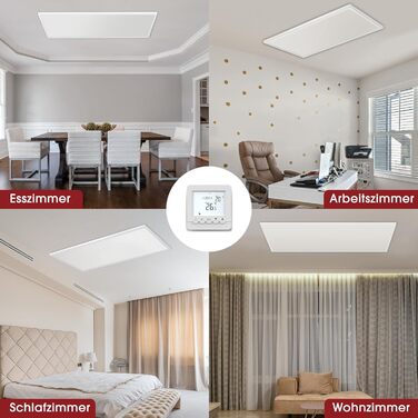 Інфрачервоний стельовий обігрівач з термостатом, 660 Вт, інфрачервоний стельовий обігрівач із захистом від перегріву, нагрівальна панель, енергозберігаючий електричний обігрівач - 1030 x 630 мм, 660 Вт стельове кріплення термостат