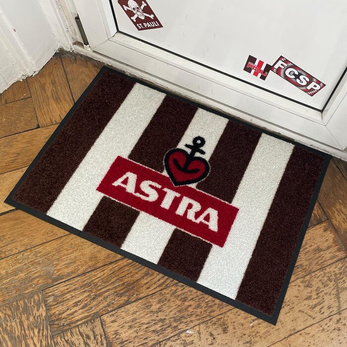 Килимок для дверей ASTRA Beer x FC St. Pauli для використання в приміщенні/на вулиці, нековзний, брудозатримуючий, можна прати (40 x 60 см, коричневий/білий)