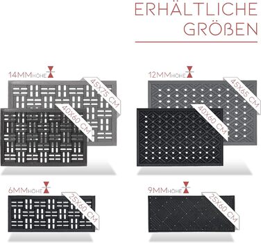 Гумовий килимок для вулиці Astra, 25x60 см, 2 шт. - Динамічний гумовий килимок для вулиці, нековзний та міцний - Килимок для вулиці - Висота 6 мм, 25 x 60 см - 2 шт., рифлений