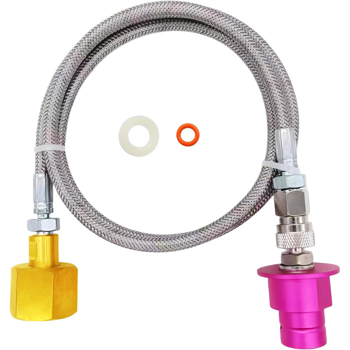 Адаптер CO2 для машини з газованою водою Швидке підключення шланга Пряме підключення від бака CO2 до машини для газованої води, сумісний з машиною Terra Art Gaia Duo Aqua Fizz, яка використовує рожевий циліндр CO2