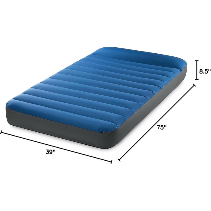 Матрац Intex TruAire TPU Luxury для кемпінгу 64011E Fiber-Tech - ламінат, стійкий до проколів - повітряний насос QuickFill USB - вантажопідйомність 136,1 кг - розмір Twin Blue Twin
